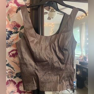 Brown Shine Corset Tank with Back Zipper